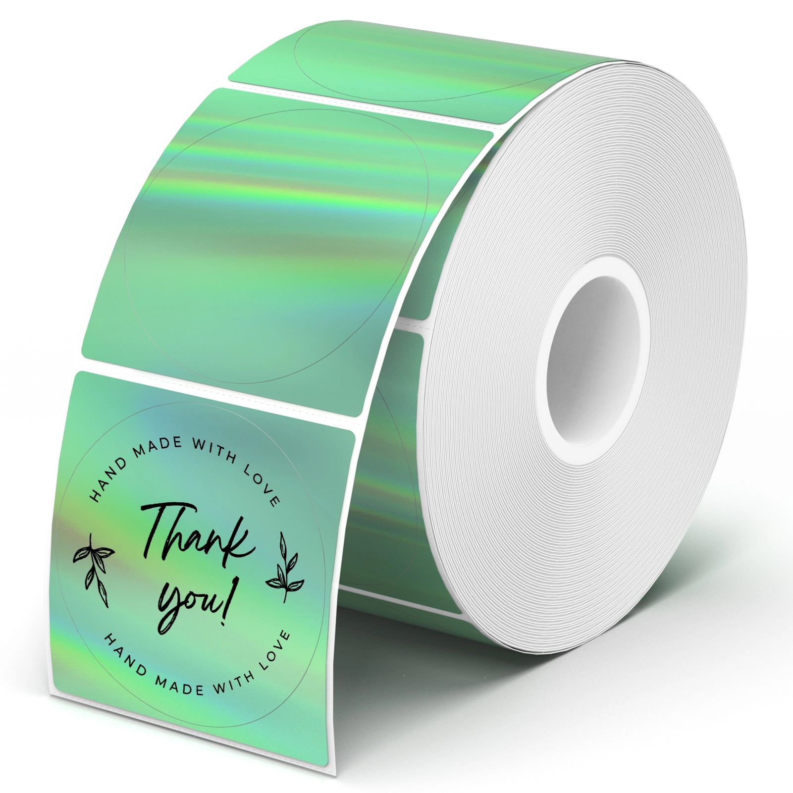 MUNBYN 2" Sticker Holographic Labels Green Thermal Labels