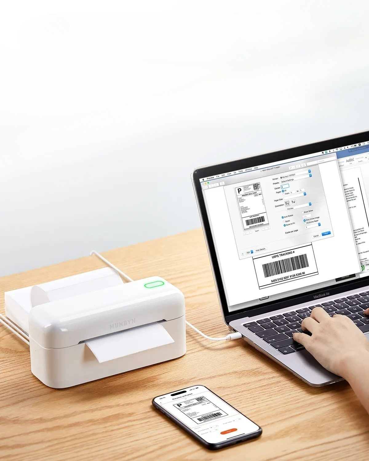 MUNBYN RealWriter 402B High-Speed Bluetooth Label Printing and Creative Sticker Making for Your E-commerce Business