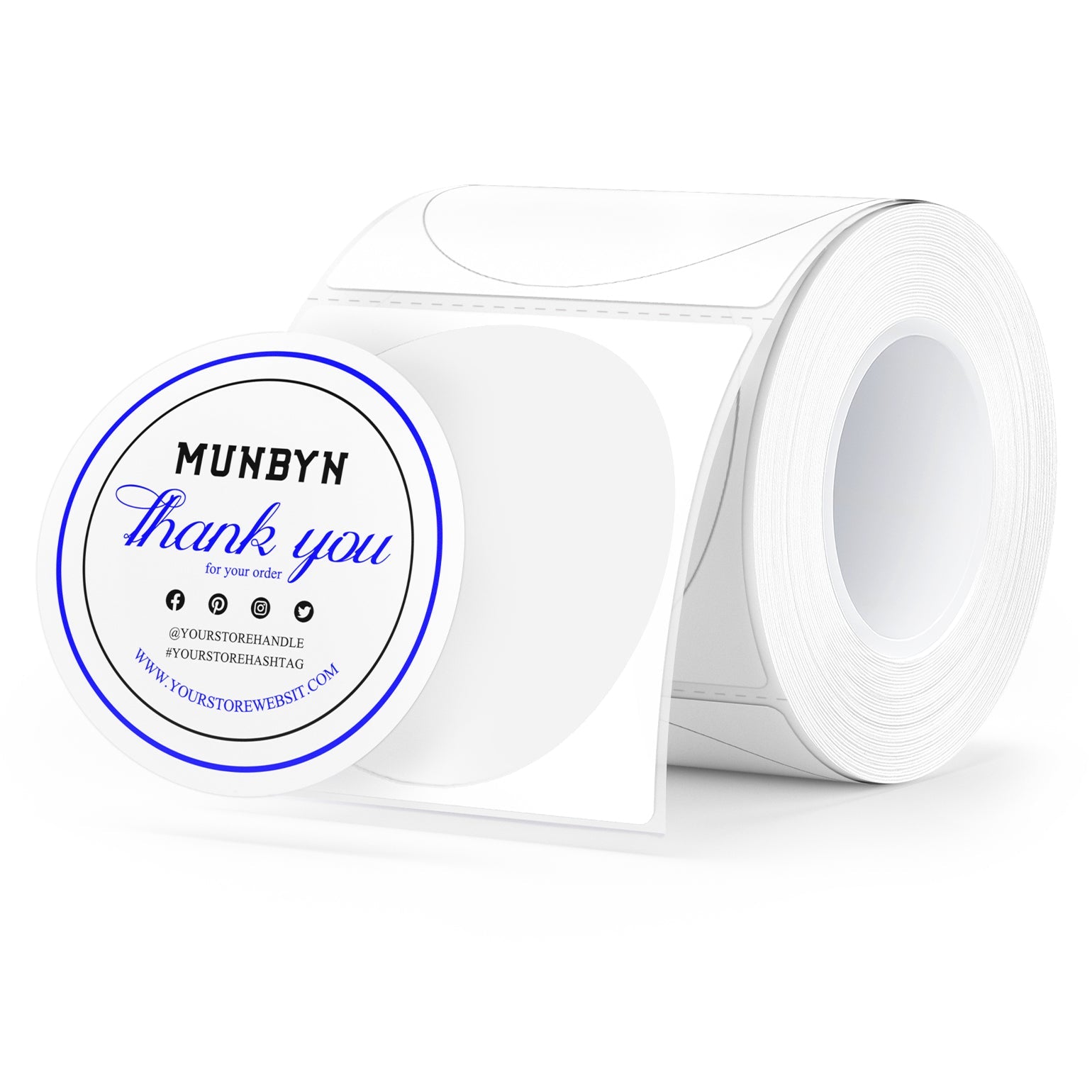 MUNBYN Round Dual Color Blue&Black Thermal Labels 150/Roll