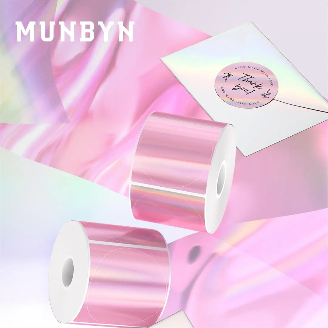 MUNBYN 2" Sticker Holographic Labels Purple Thermal Labels