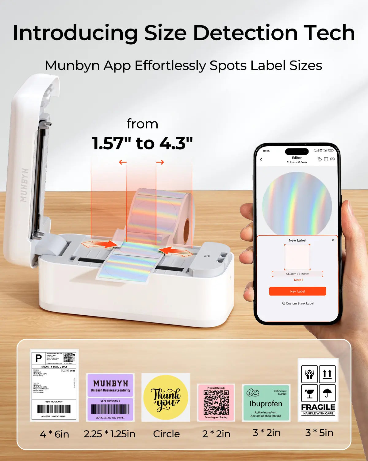 MUNBYN RealWriter 402B High-Speed Bluetooth Label Printing and Creative Sticker Making for Your E-commerce Business