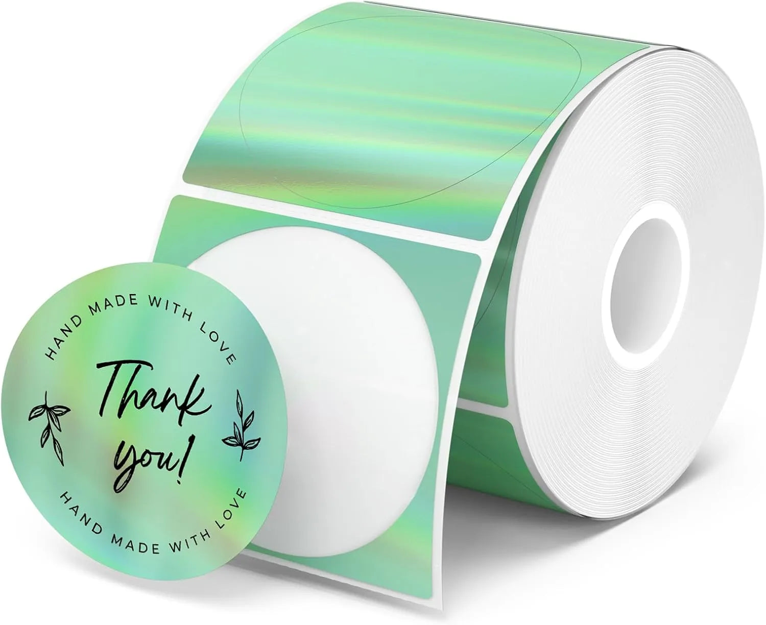 MUNBYN 2" Sticker Holographic Labels Green Thermal Labels