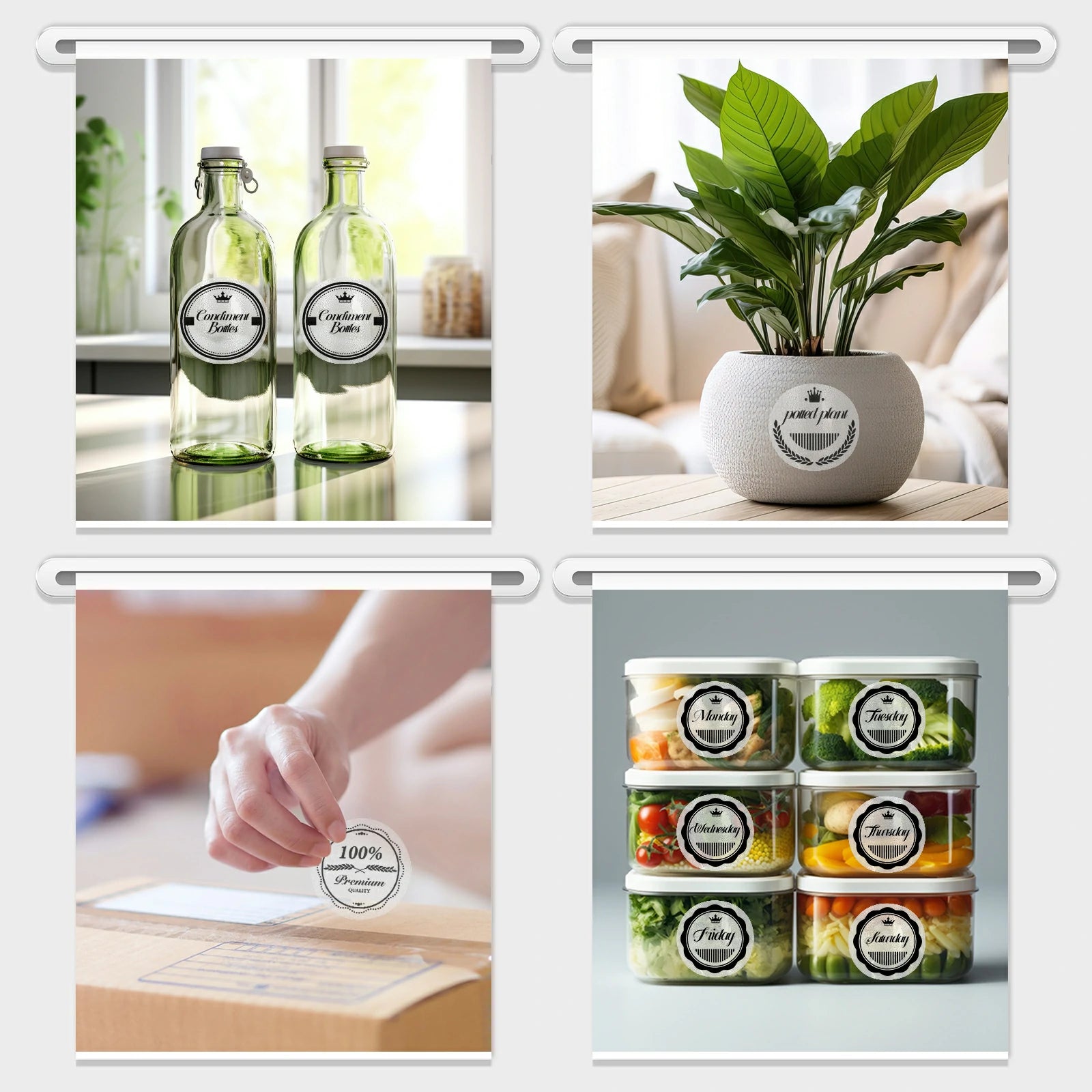 Custom round thermal labels for bottles, containers, packages, and plant pots