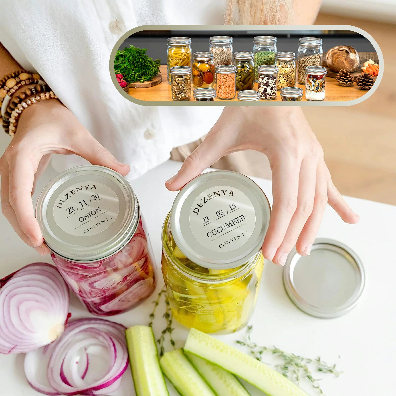 MUNBYN transparent circle thermal labels are ideal for labelling glass jars.