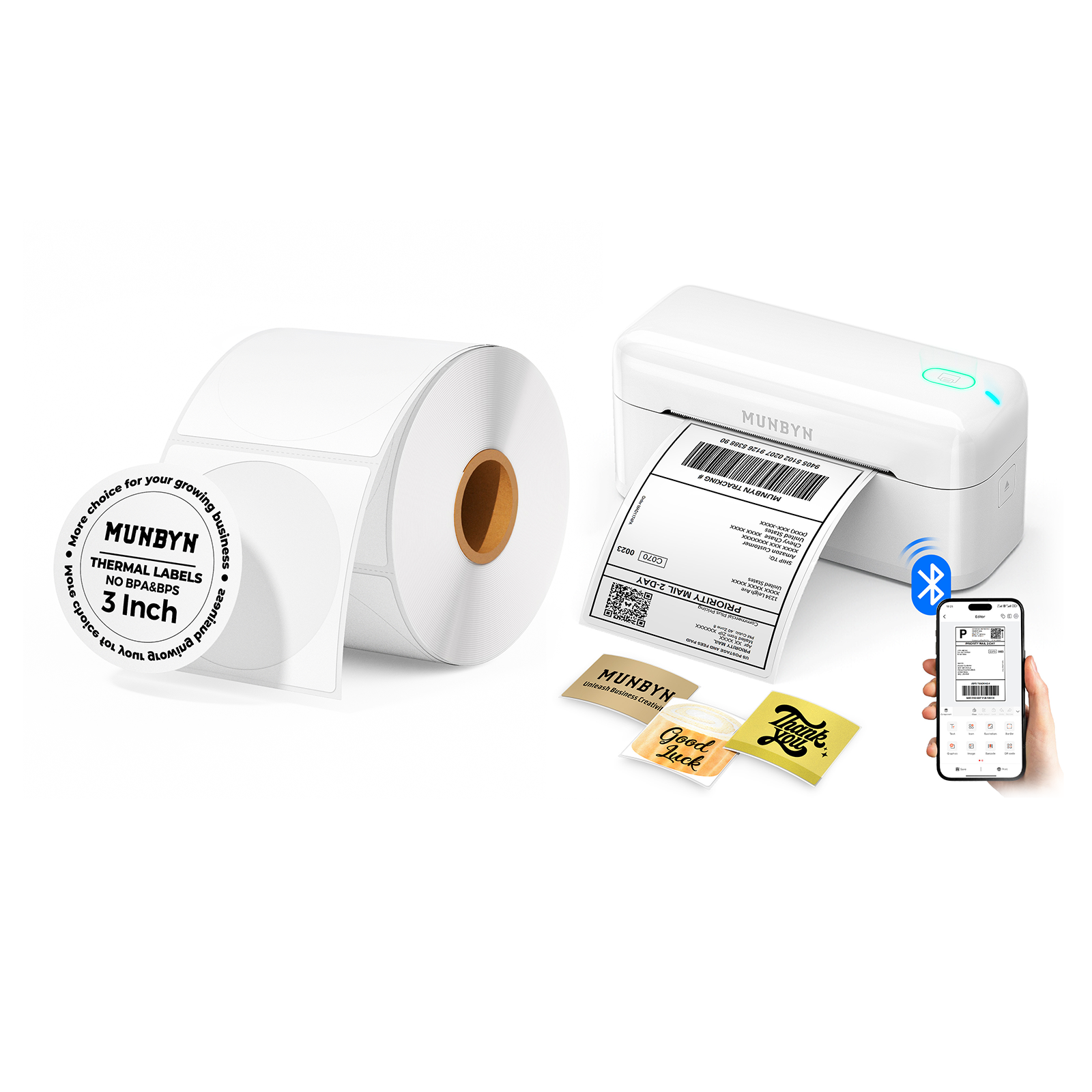 MUNBYN RealWriter 402B Bluetooth Thermal Label Printer Kits