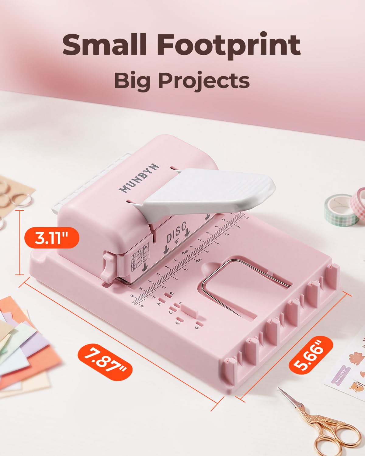 MUNBYN FB001 multi binding machine for hardcover and softcover binding, with metal combs and adjustable settings.
