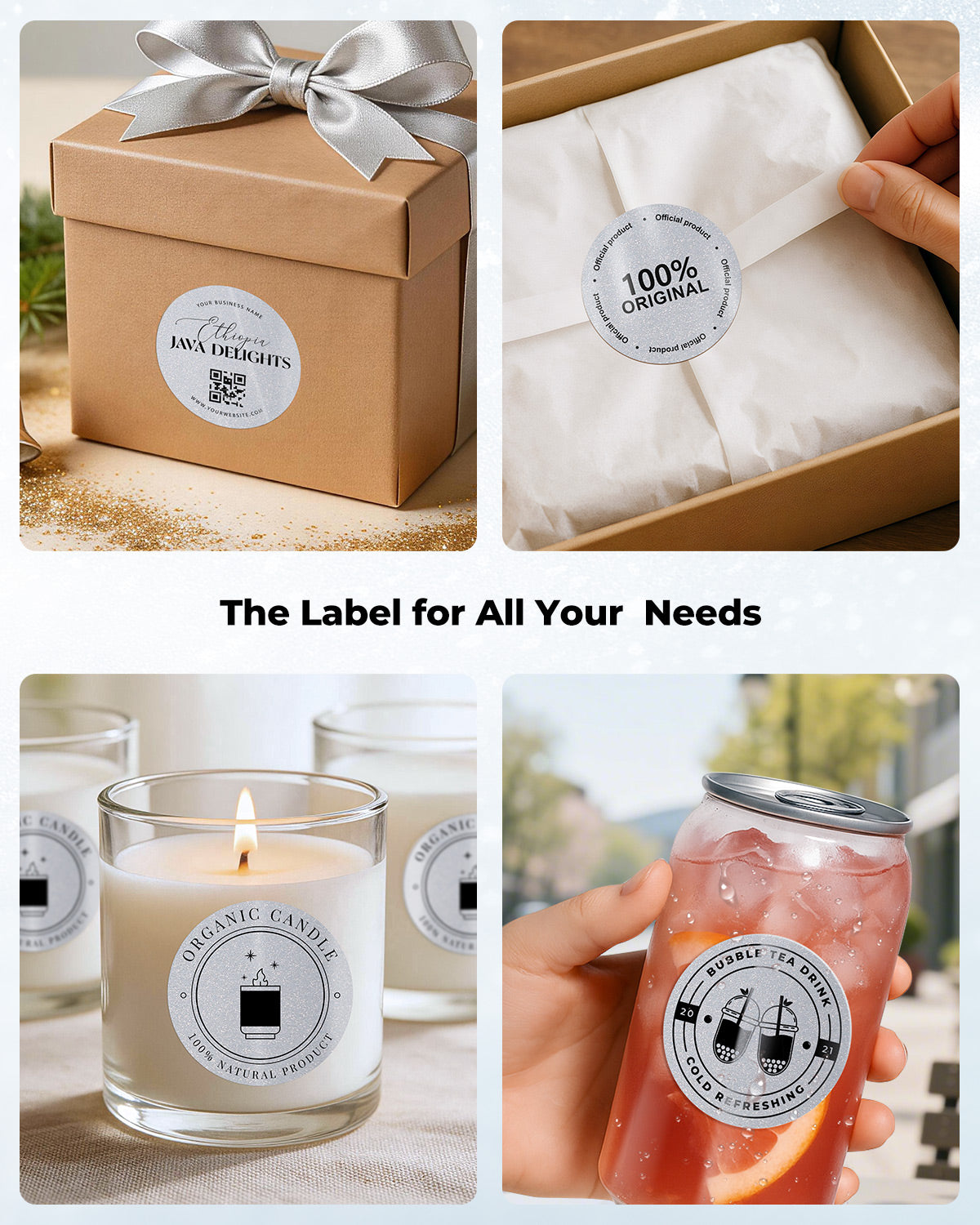 MUNBYN 2" Glitter Thermal Labels for Branding Stickers