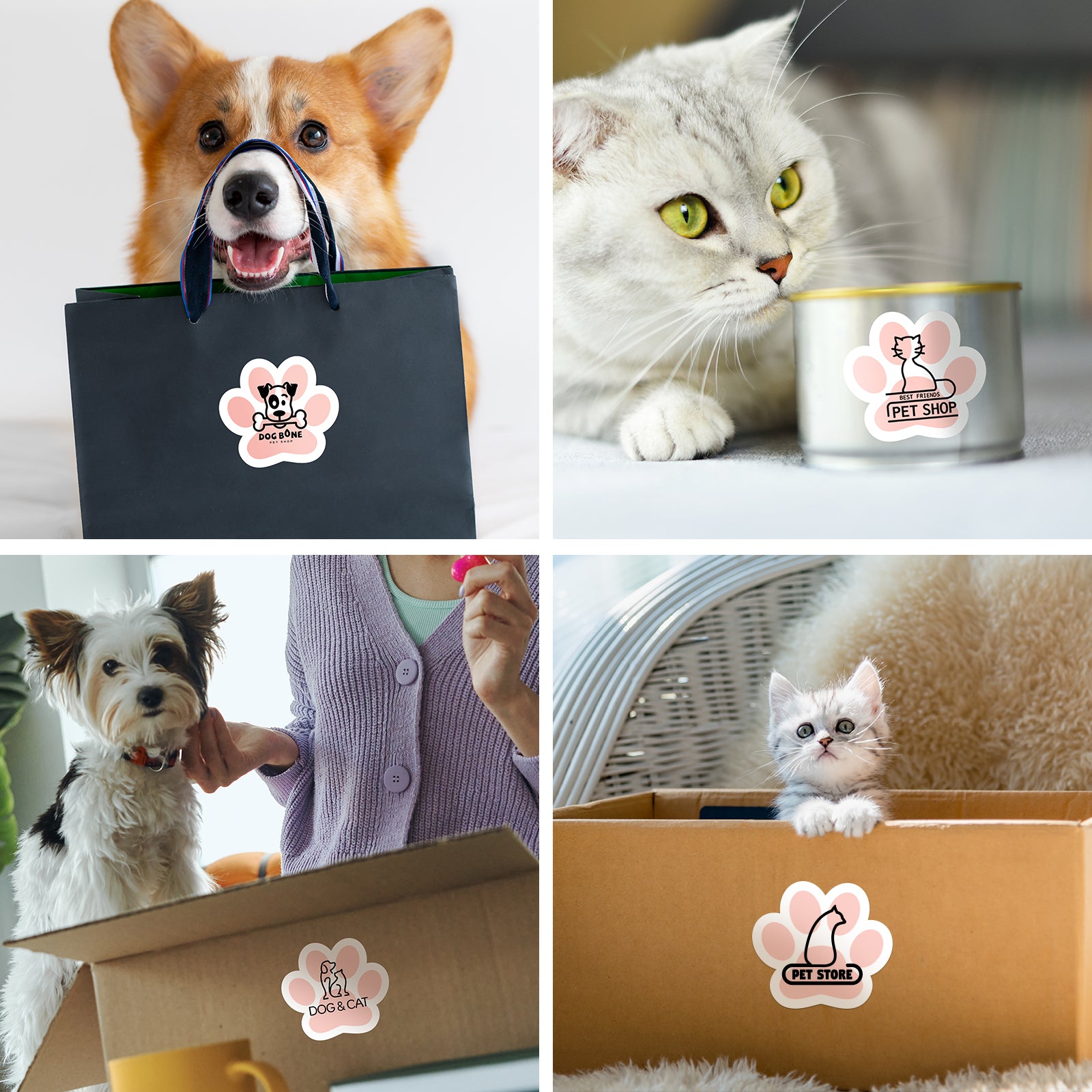 MUNBYN 3x2.7" Pet Paw Thermal Sticker Labels | 500 Labels Per Roll