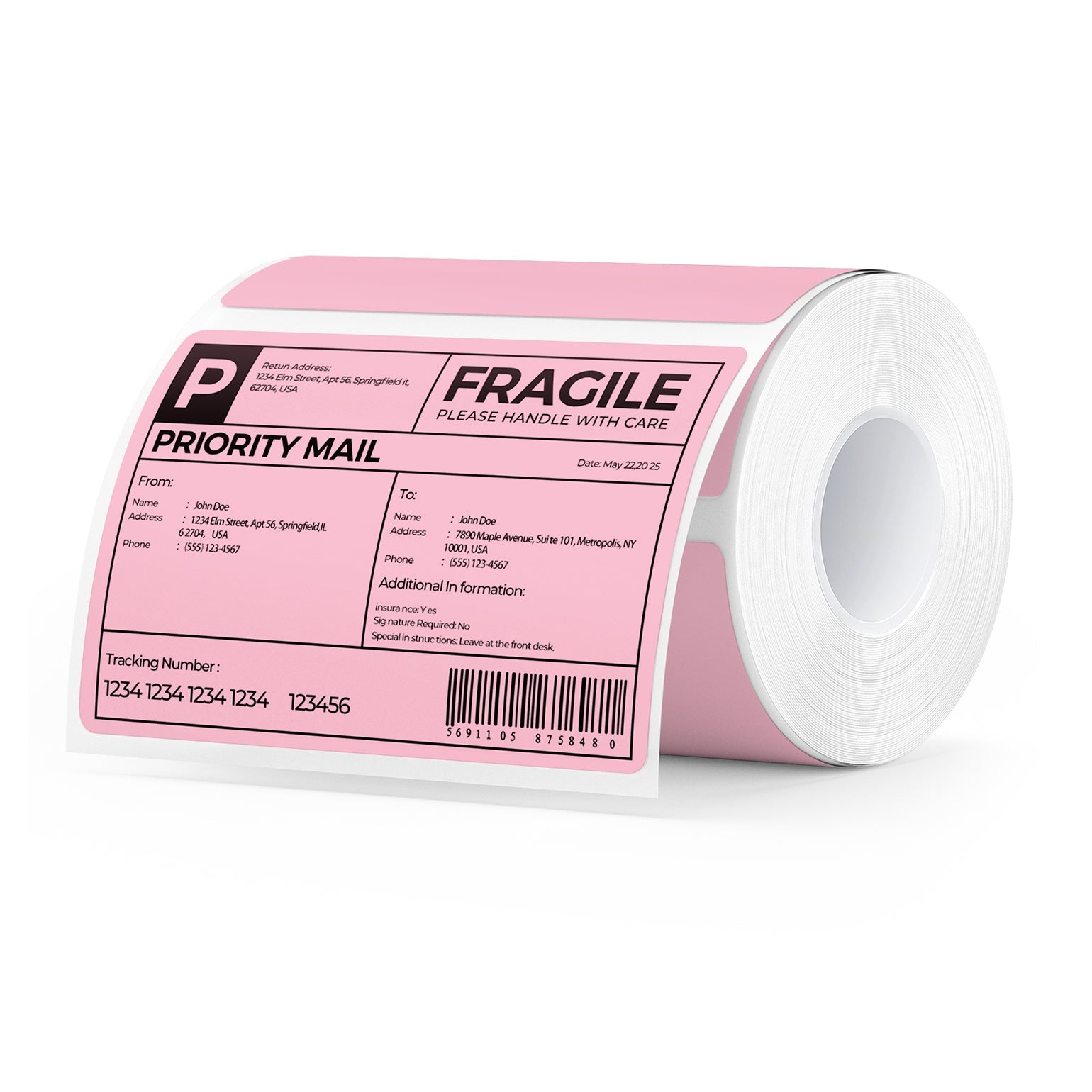 Rectangular 4x3 inch labels printed on MUNBYN label printer paper, with a clean, white background and sample labels.
