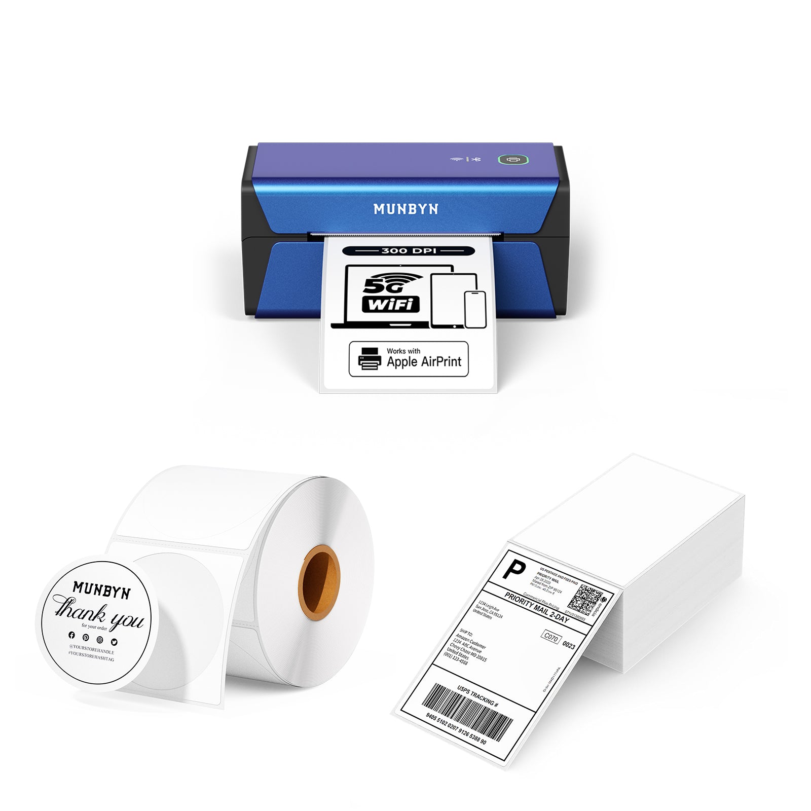 MUNBYN RW401AP AirPrint Thermal Label Printer Kit for Premium Product Labels