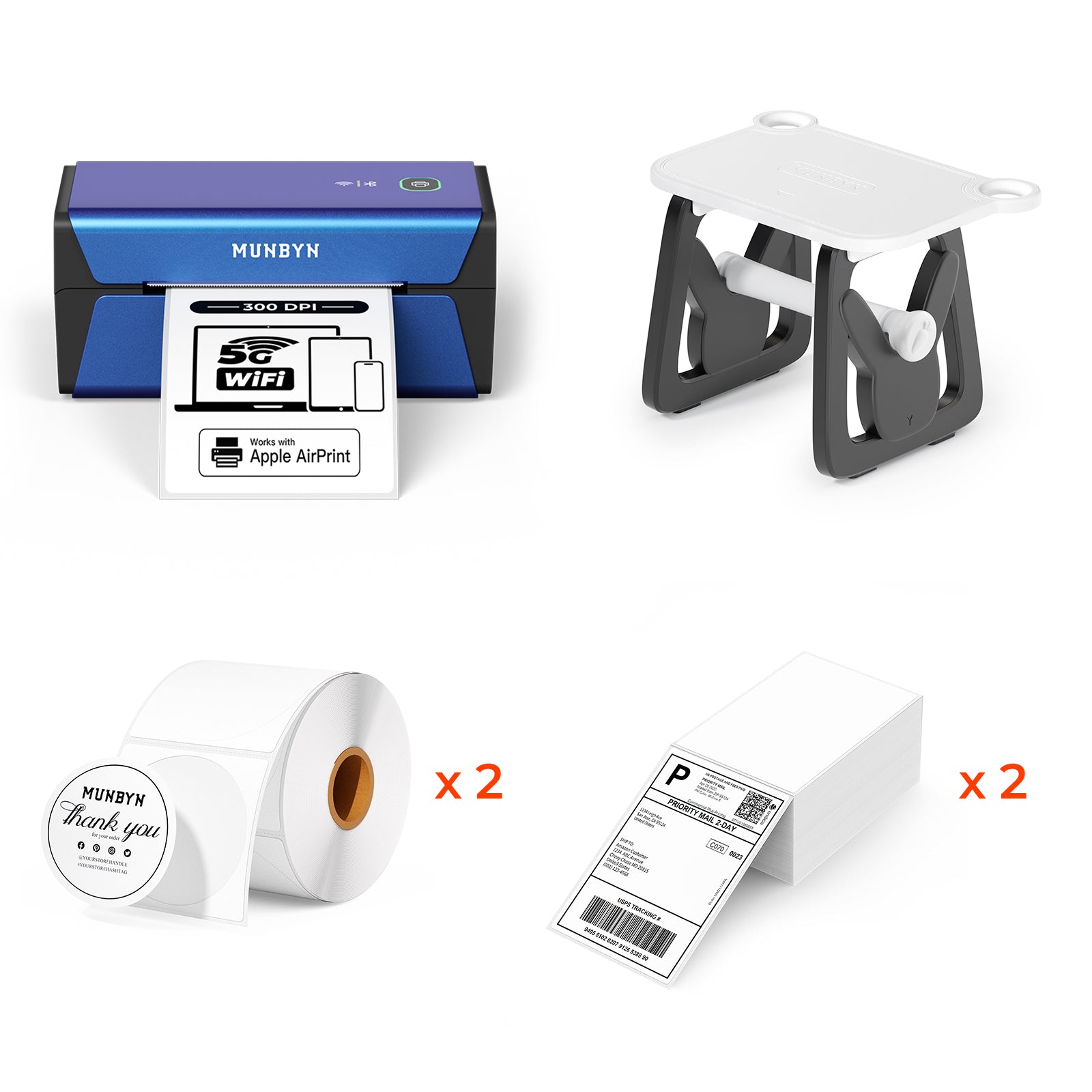 MUNBYN RealWriter 401AP AirPrint Voice Controlled Thermal Label Printer Kit