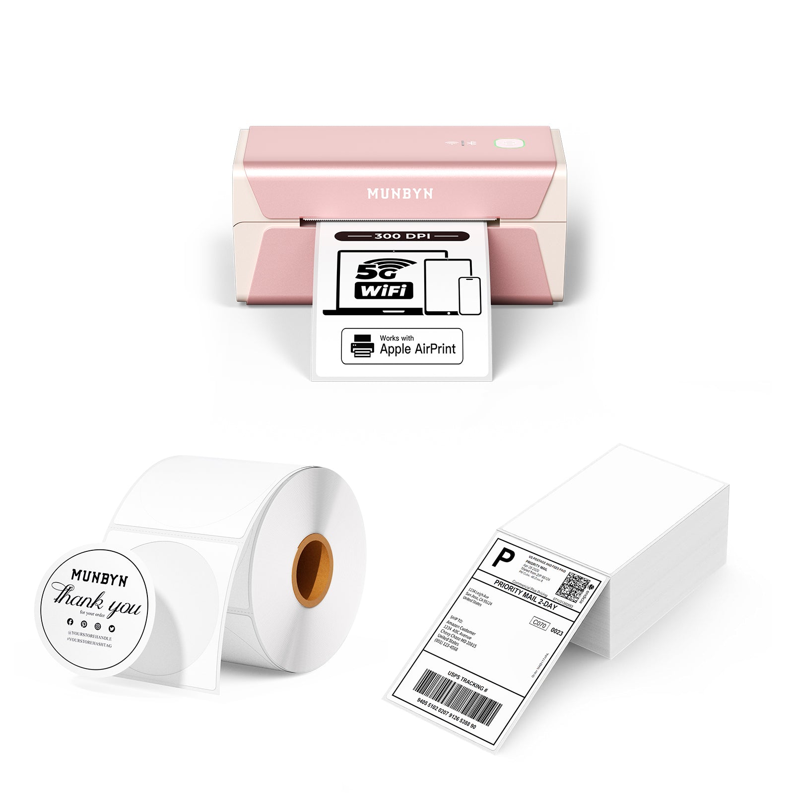 MUNBYN RealWriter 401AP AirPrint Voice Controlled Thermal Label Printer Kit