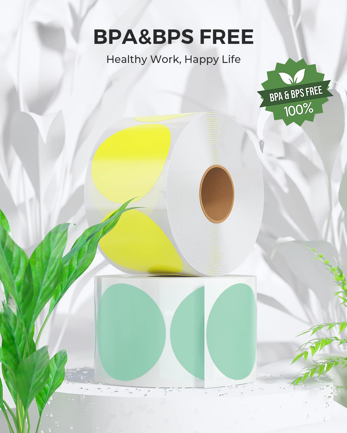 MUNBYN green thermal round labels are environmentally friendly and BPA and BPS-free.
