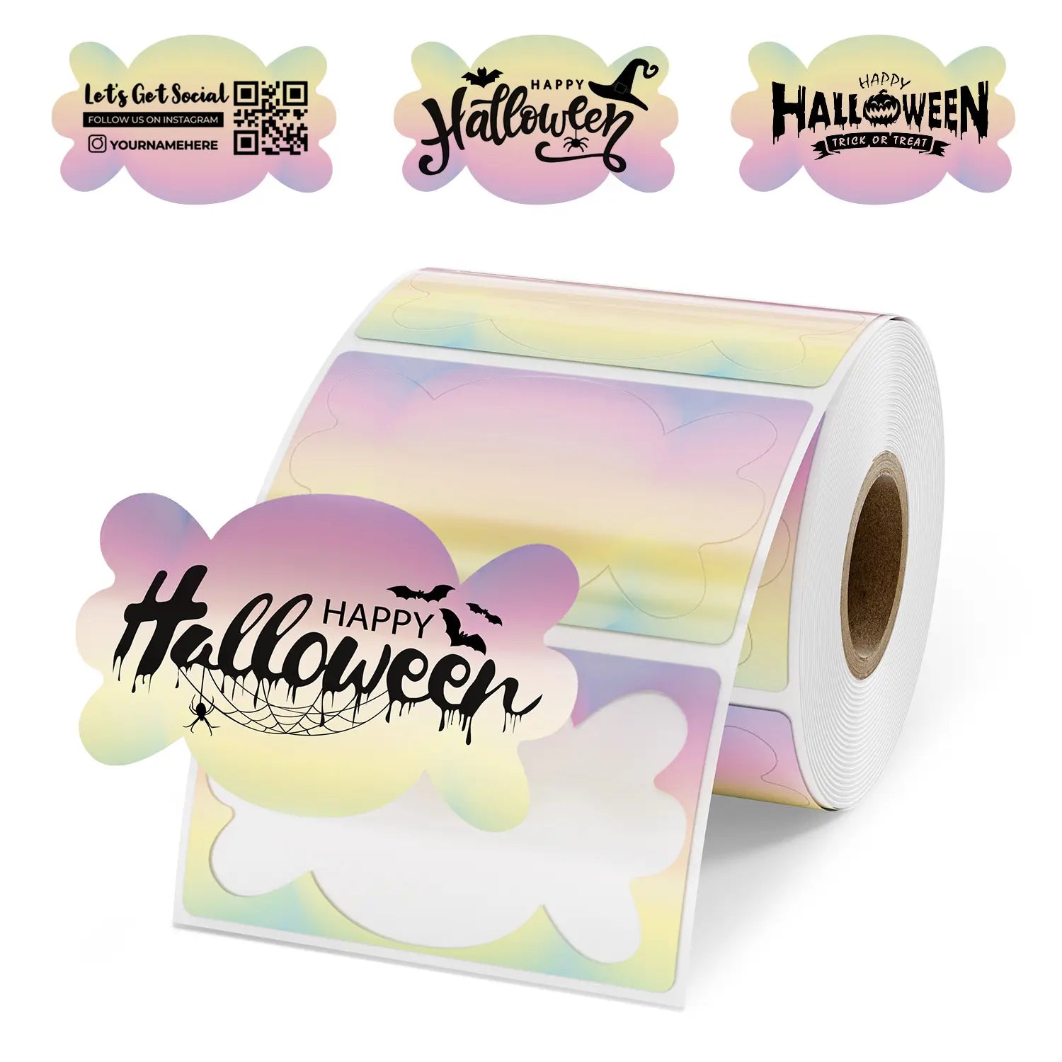 MUNBYN 2.25"x1.25" Candy Shaped Thermal Labels for Halloween