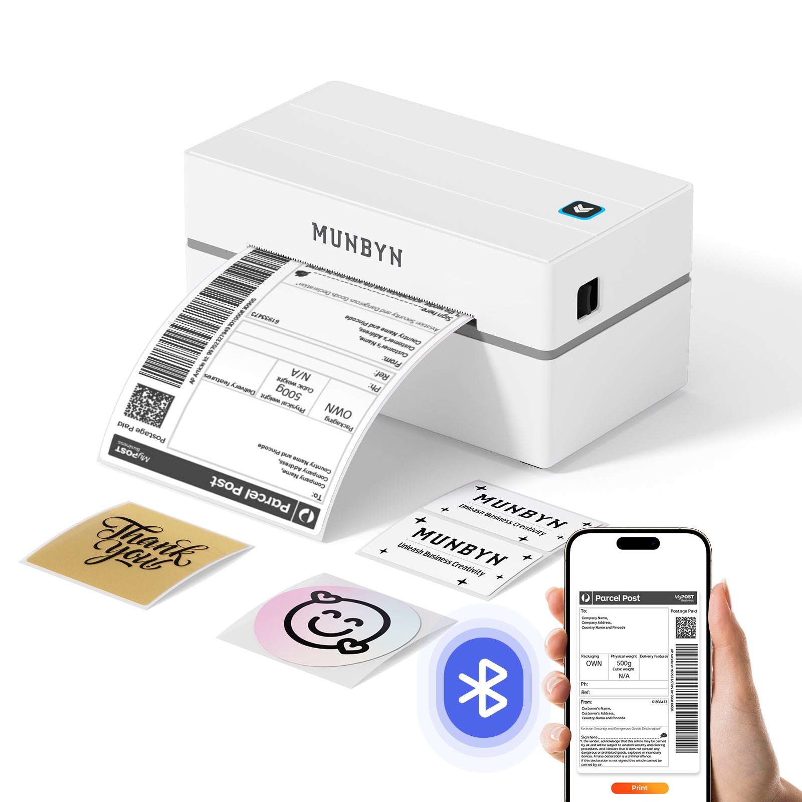 MUNBYN RealWriter 130B Bluetooth Thermal Label Printer