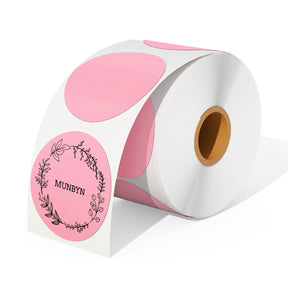 MUNBYN provides pink custom label stickers on 1" core that are compatible with shipping label printers.