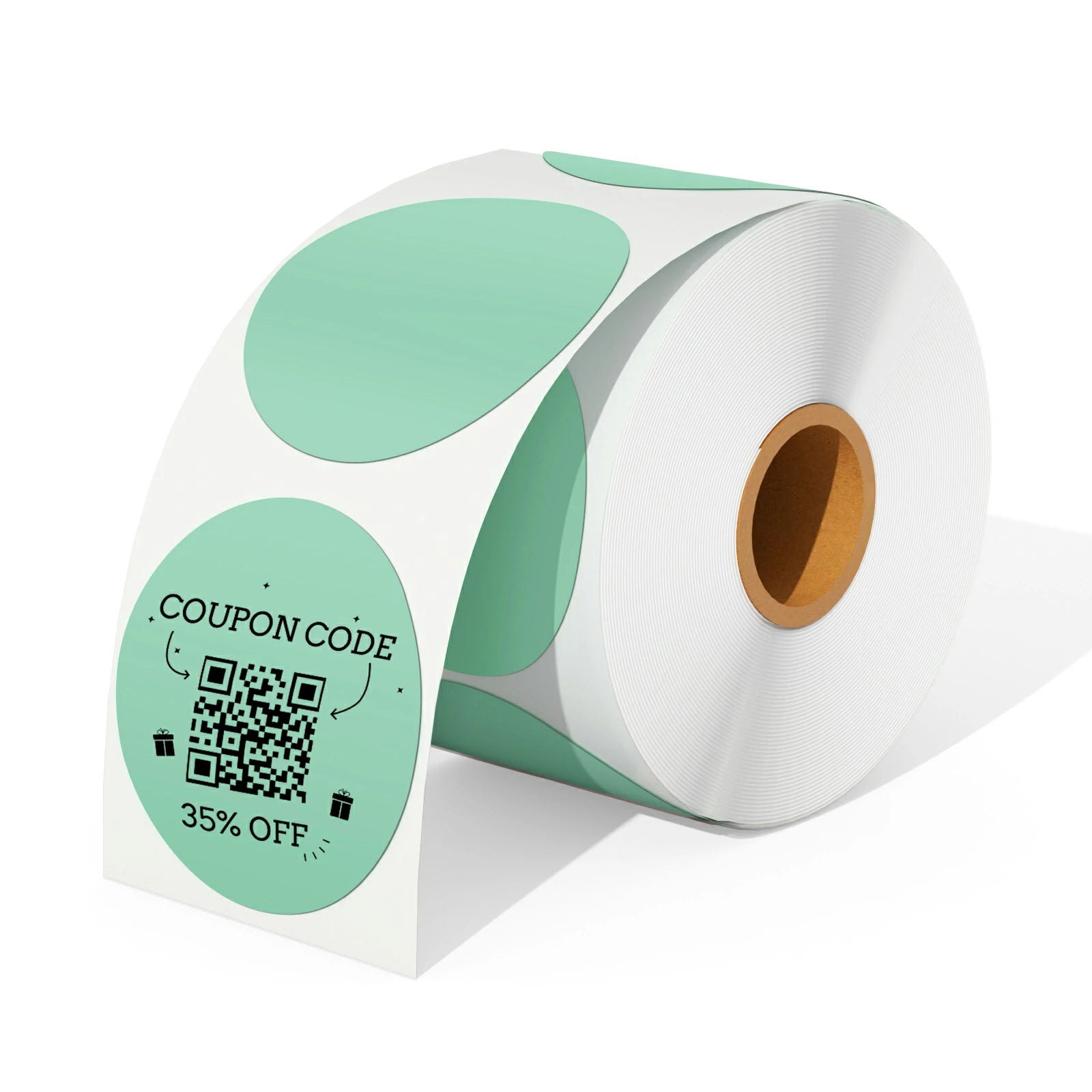 The green round thermal labels can be used as personalised sticker labels.