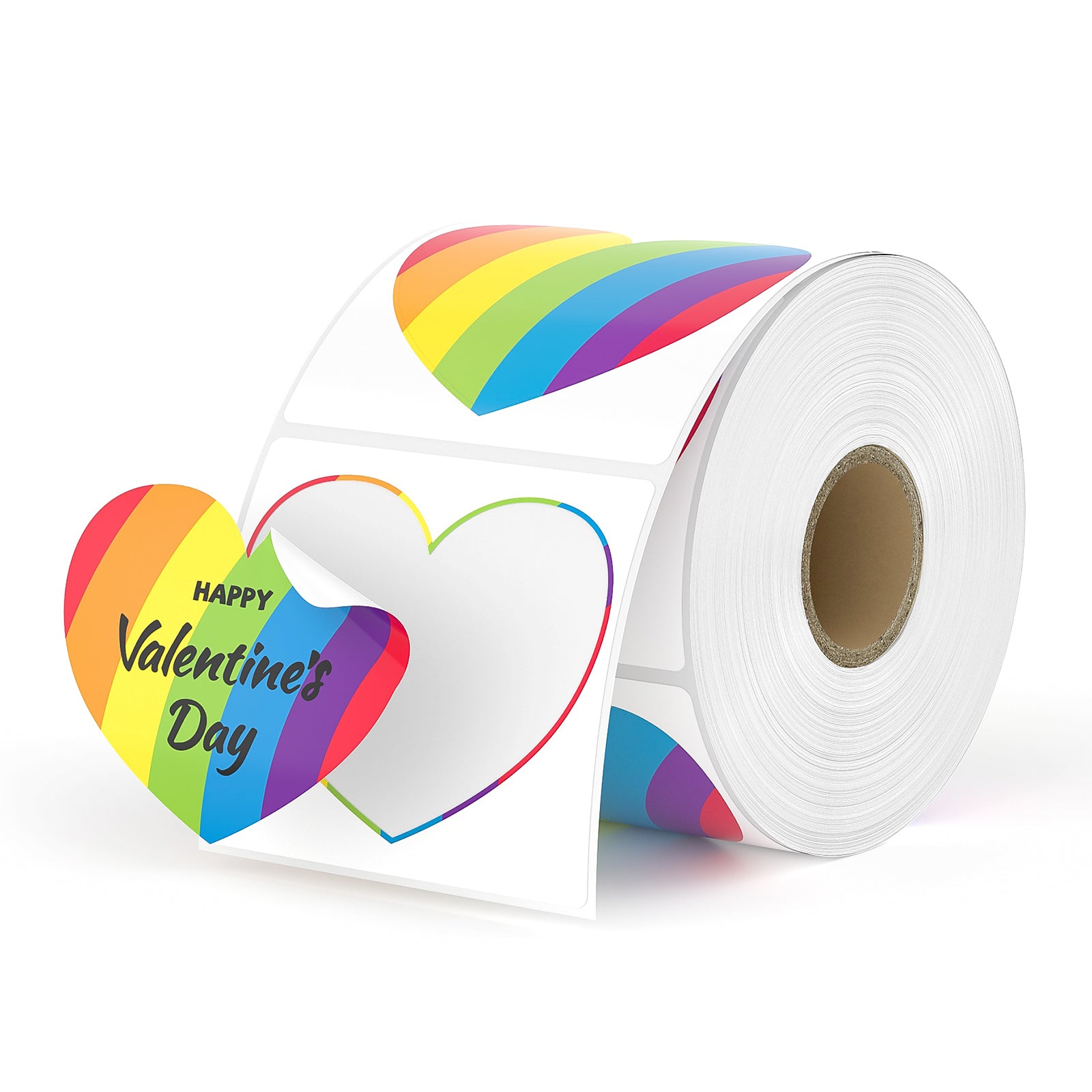 Inject a burst of vibrant fun into your packaging with MUNBYN rainbow heart-shaped thermal labels.