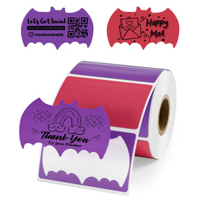 MUNBYN 2.25"x1.25" Bat Shaped Thermal Labels for Halloween