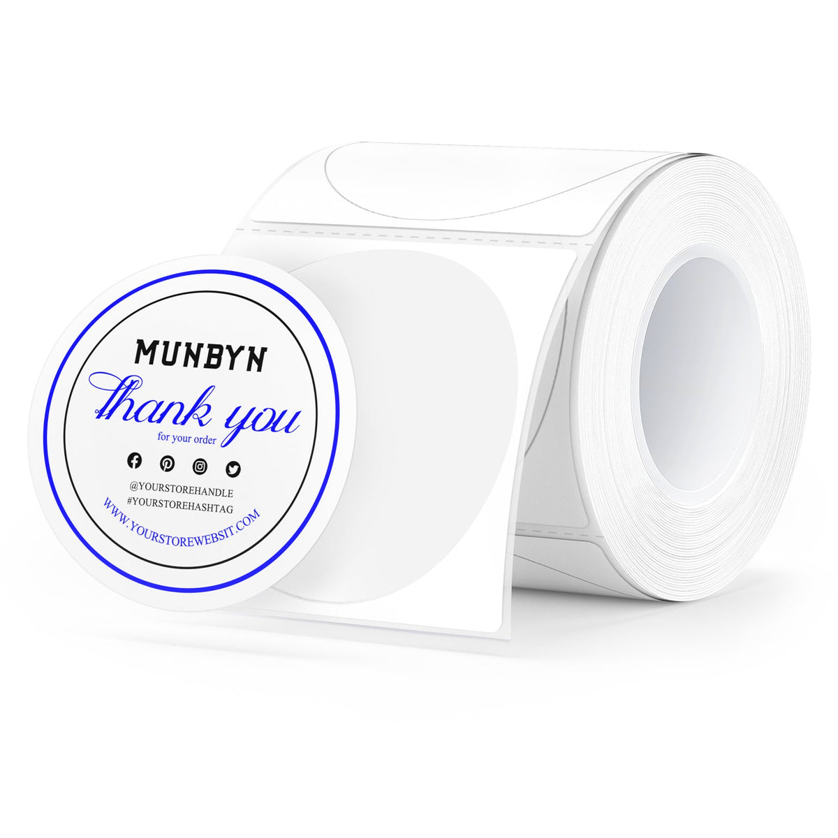 MUNBYN Round Dual Color Blue&Black Thermal Labels 150/Roll