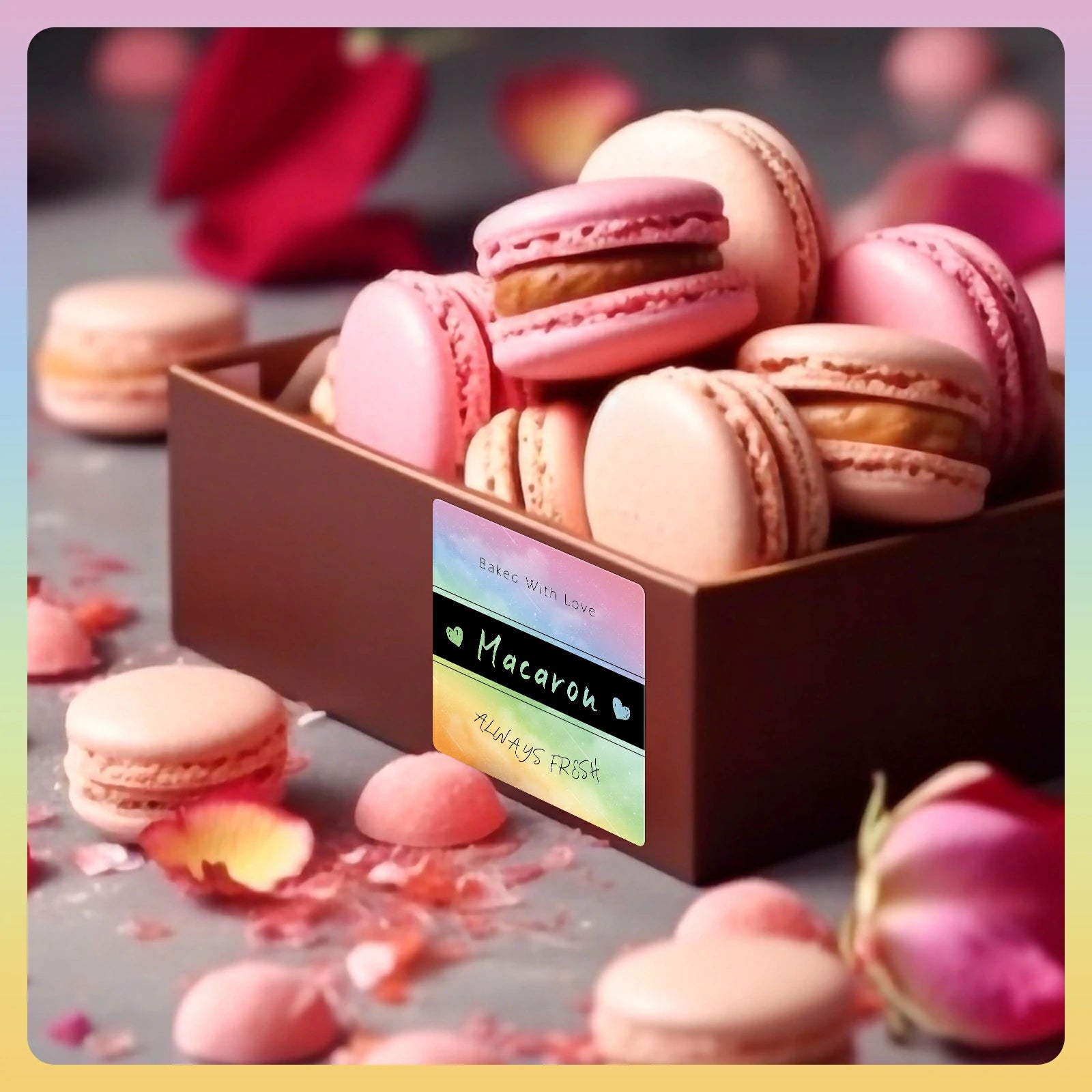 Customize your macarons with these enchanting MUNBYN watercolour square thermal labels.