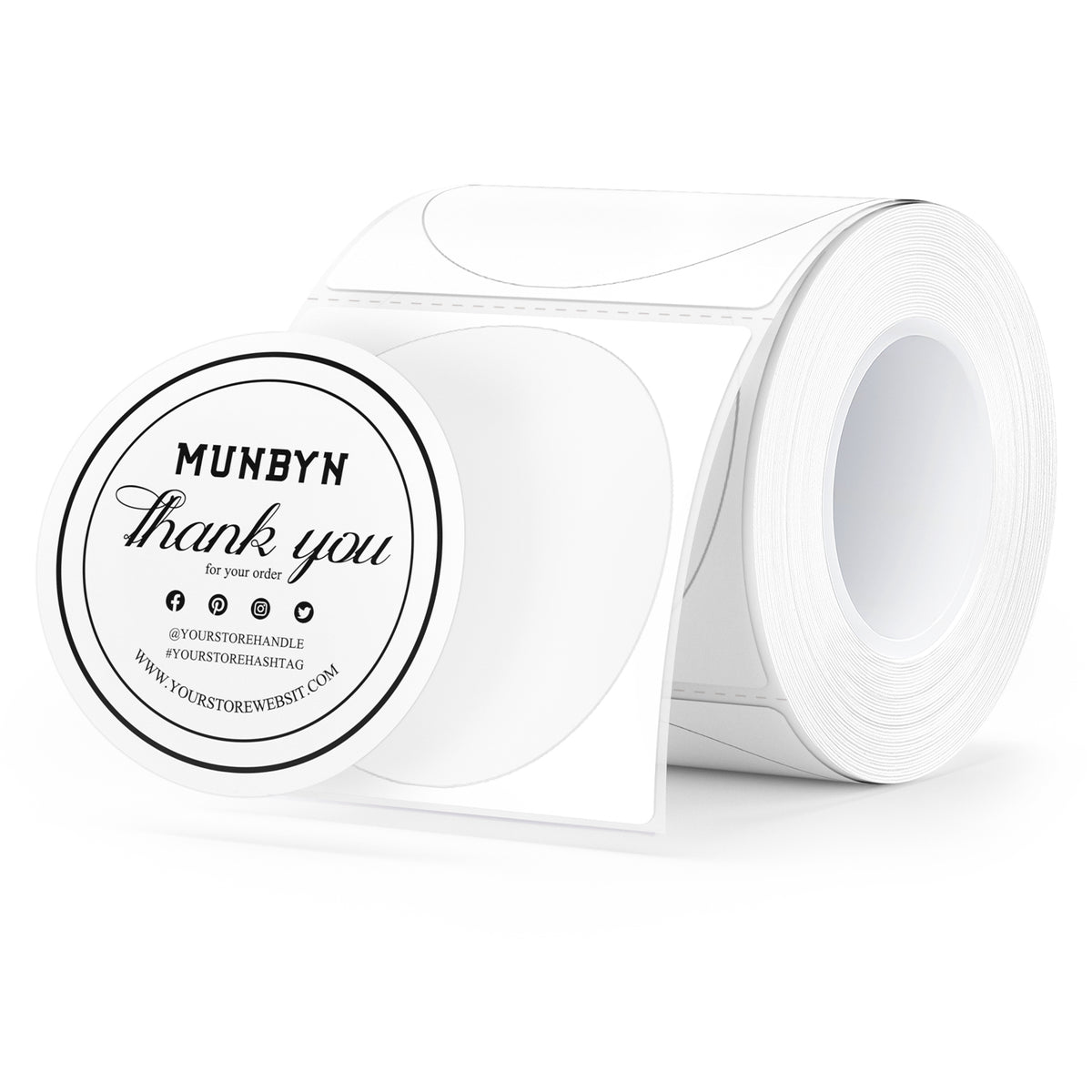 MUNBYN 2" Circle Thermal Sticker Labels 150/Roll