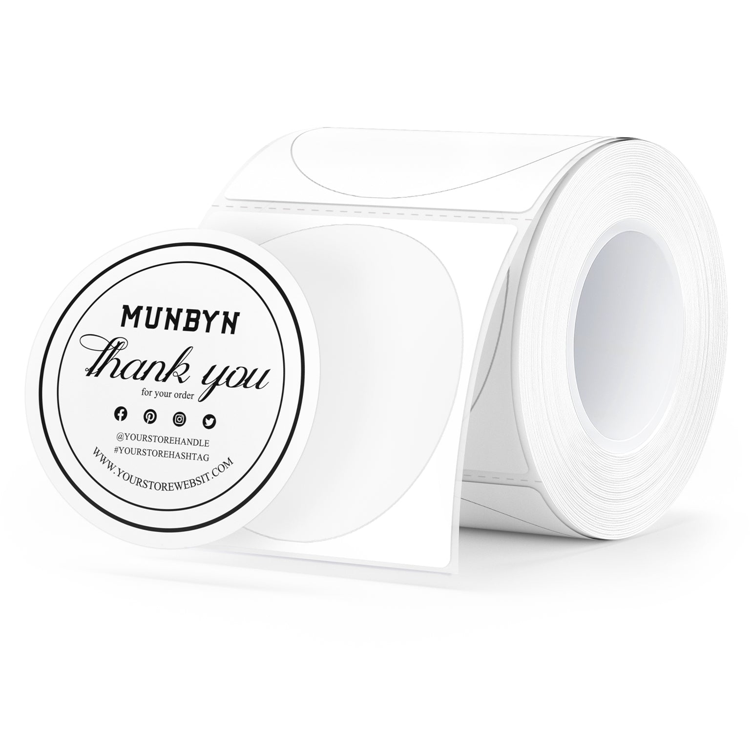 MUNBYN 2" Circle Thermal Sticker Labels 150/Roll