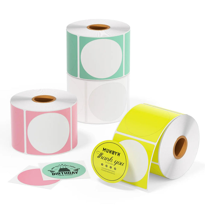 MUNBYN 2" Circle Direct Thermal Labels for Product, Logo and Multi-Purpose Stickers
