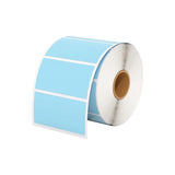 Roll of blue thermal shipping labels for printers, rectangular adhesive labels