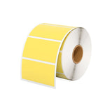 Yellow thermal label roll for shipping and packaging, rectangular adhesive labels