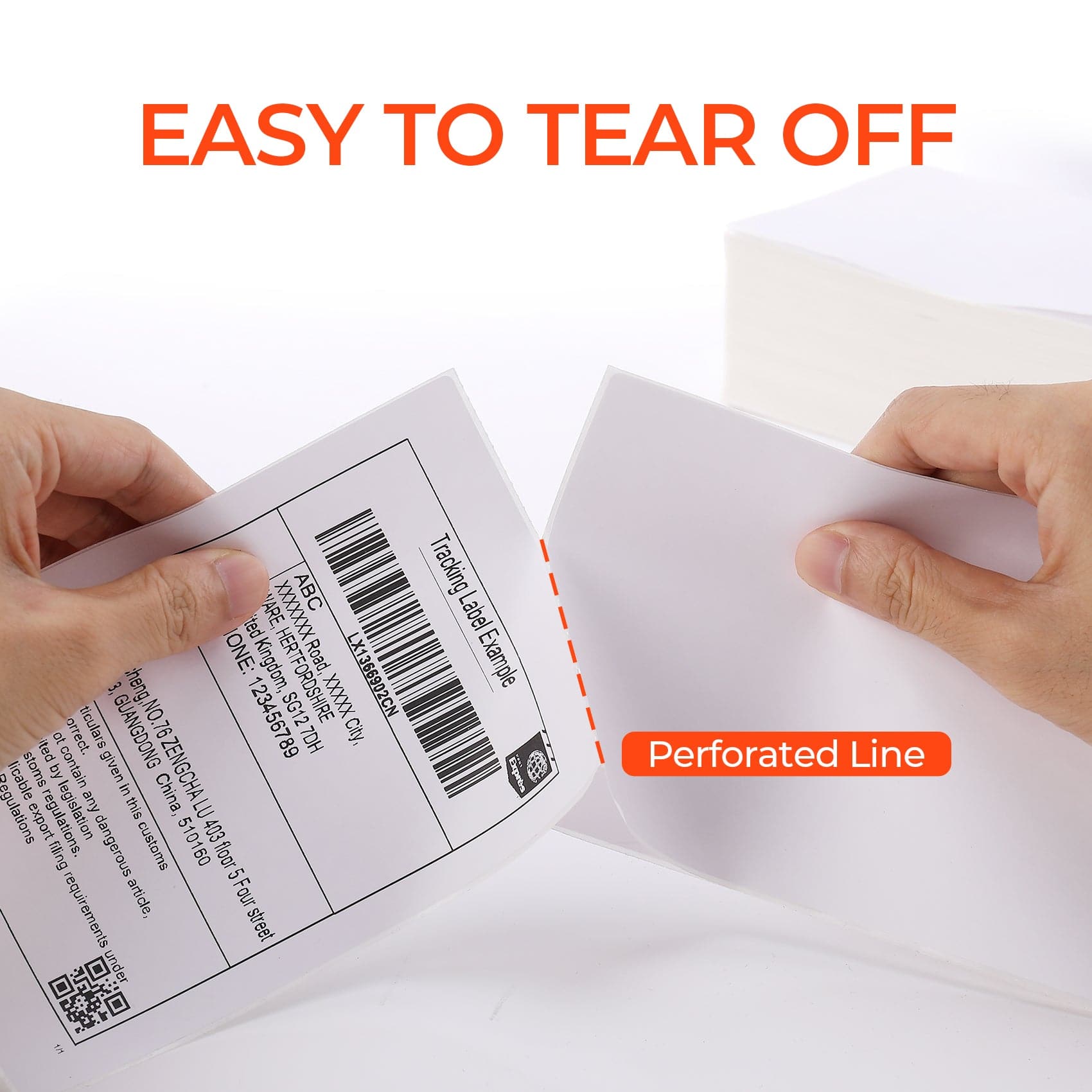 MUNBYN label printer paper roll for test quantity count, showing white adhesive label sheets on a roll.