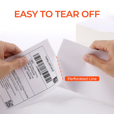 MUNBYN label printer paper roll for test quantity count, showing white adhesive label sheets on a roll.
