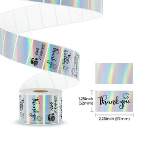 MUNBYN hologram rectangular thermal labels are 57mm x 32mm.