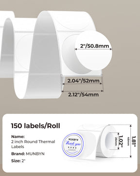 MUNBYN Round Dual Color Blue&Black Thermal Labels 150/Roll