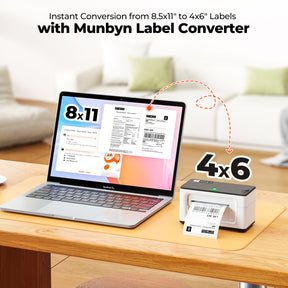 MUNBYN 8.5x11 Shipping Label Converter Software can help you effortlessly convert 8.5x11 label sizes to the more manageable and widely-used 4x6 label size.