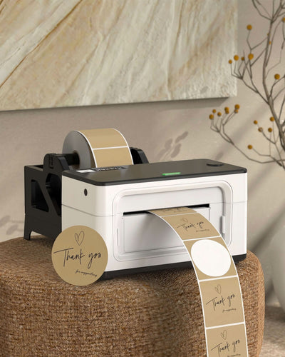Two-inch circle labels printed on MUNBYN label printer paper, showing example labels with clean, round designs for various uses.