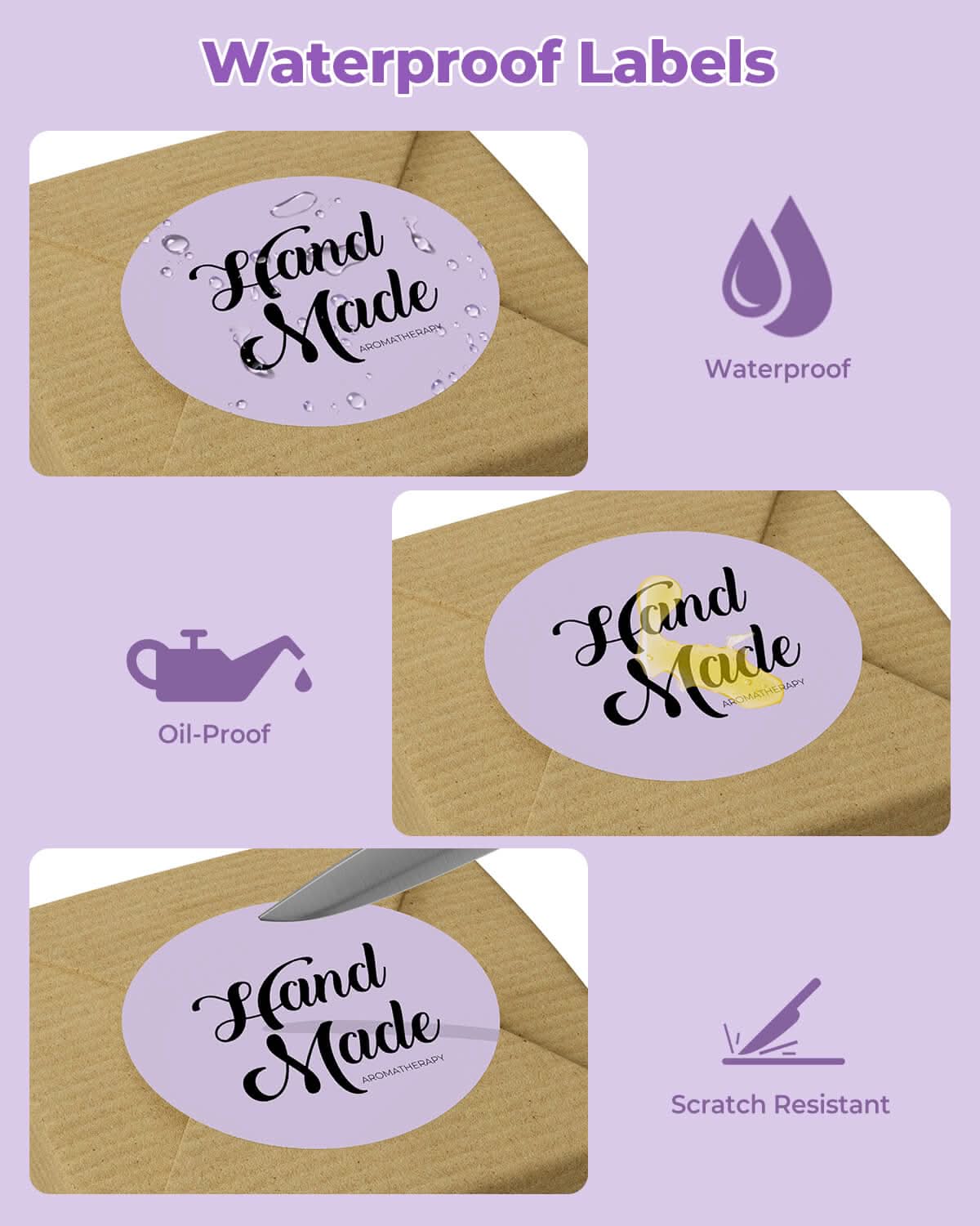 Two-inch round labels printed on MUNBYN label printer paper, showing white circular labels with adhesive backing.