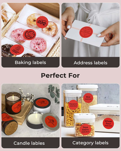Orange 2-inch circle labels printed on MUNBYN label printer paper, showing a clean, round label design.