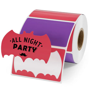 MUNBYN 2.25"x1.25" Bat Shaped Thermal Labels for Halloween