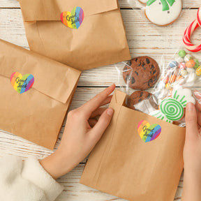 Whether you're jazzing up gift-wrapping or adding a playful touch to your merchandise, our multicolored heart-shaped labels bring an element of magic and delight.