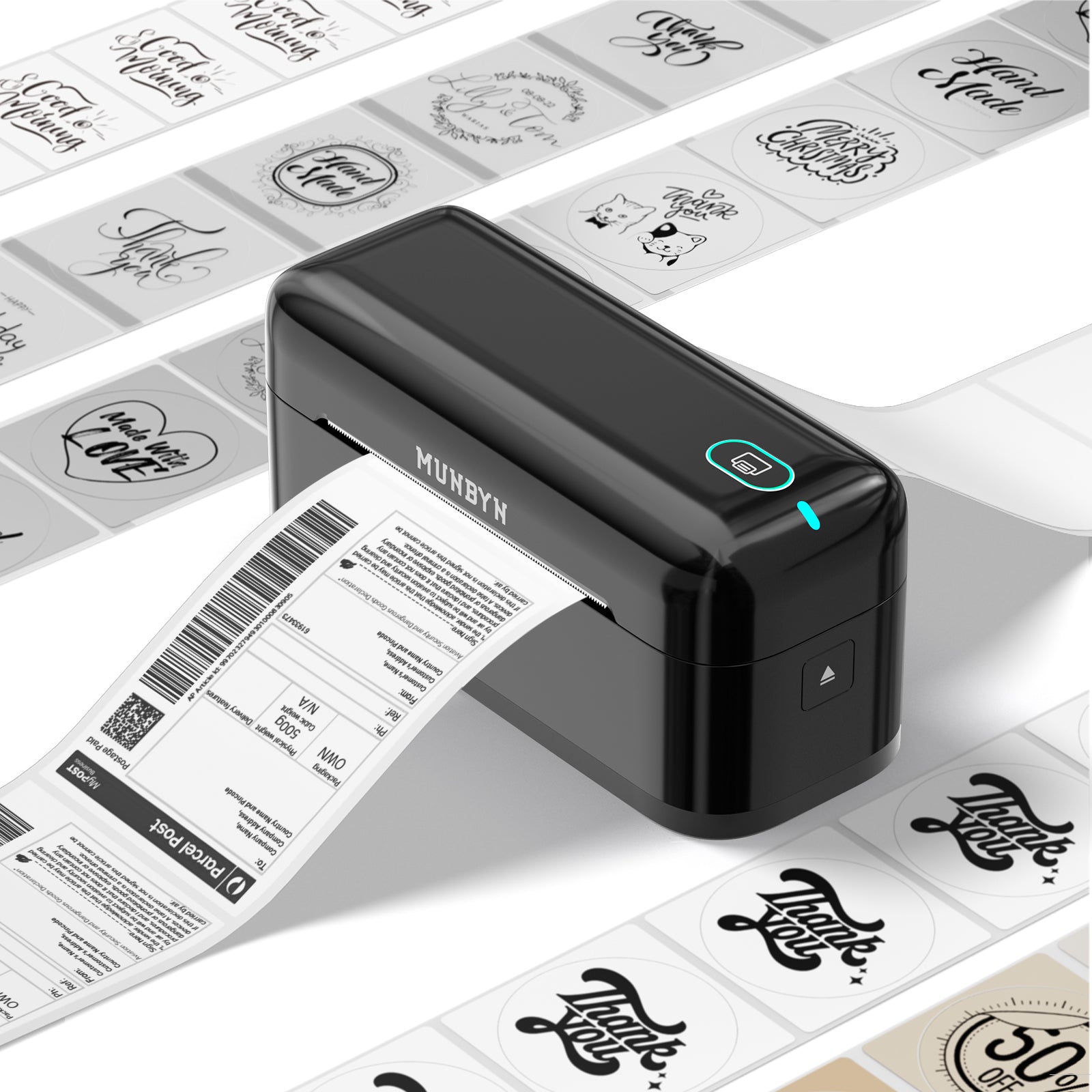 MUNBYN RealWriter 402B High-Speed Bluetooth Label Printing and Creative Sticker Making for Your E-commerce Business