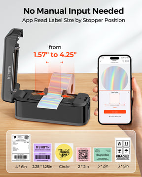 MUNBYN RealWriter 402B High-Speed Bluetooth Label Printing and Creative Sticker Making for Your E-commerce Business