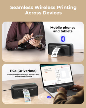 MUNBYN RealWriter 402B High-Speed Bluetooth Label Printing and Creative Sticker Making for Your E-commerce Business