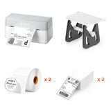 Thermal label printer with label holder, two rolls and two stacks of shipping labels