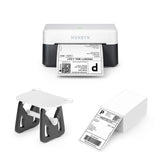 Thermal label printer kit with shipping labels and label holder for packaging