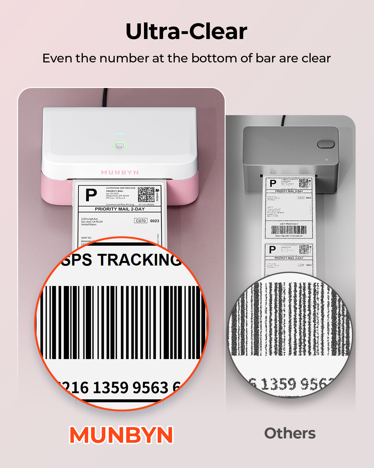MUNBYN RW403B Bluetooth Thermal Label Printer for Shipping and Product Labels