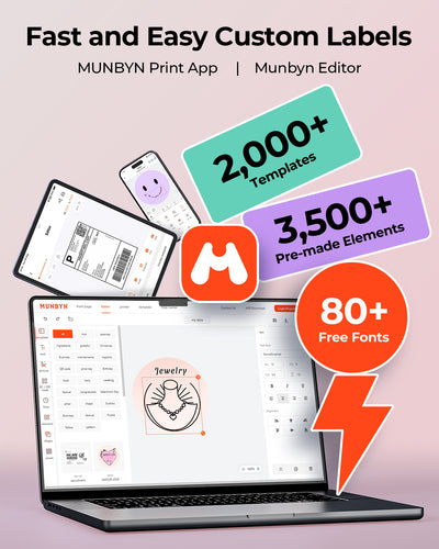 MUNBYN RW403B Bluetooth Thermal Label Printer Kit for Shipping and Product Labels