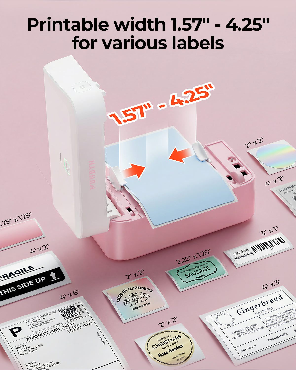 MUNBYN RW403B Bluetooth Thermal Label Printer for Shipping and Product Labels