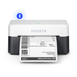 Bluetooth thermal label printer printing shipping label, white and black compact design