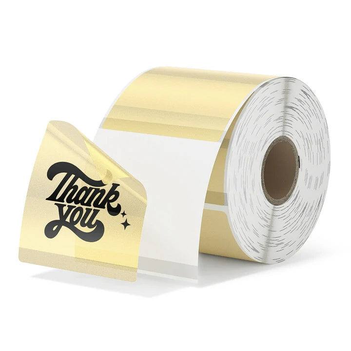 MUNBYN gold glitter square thermal label stickers | 500 labels per roll